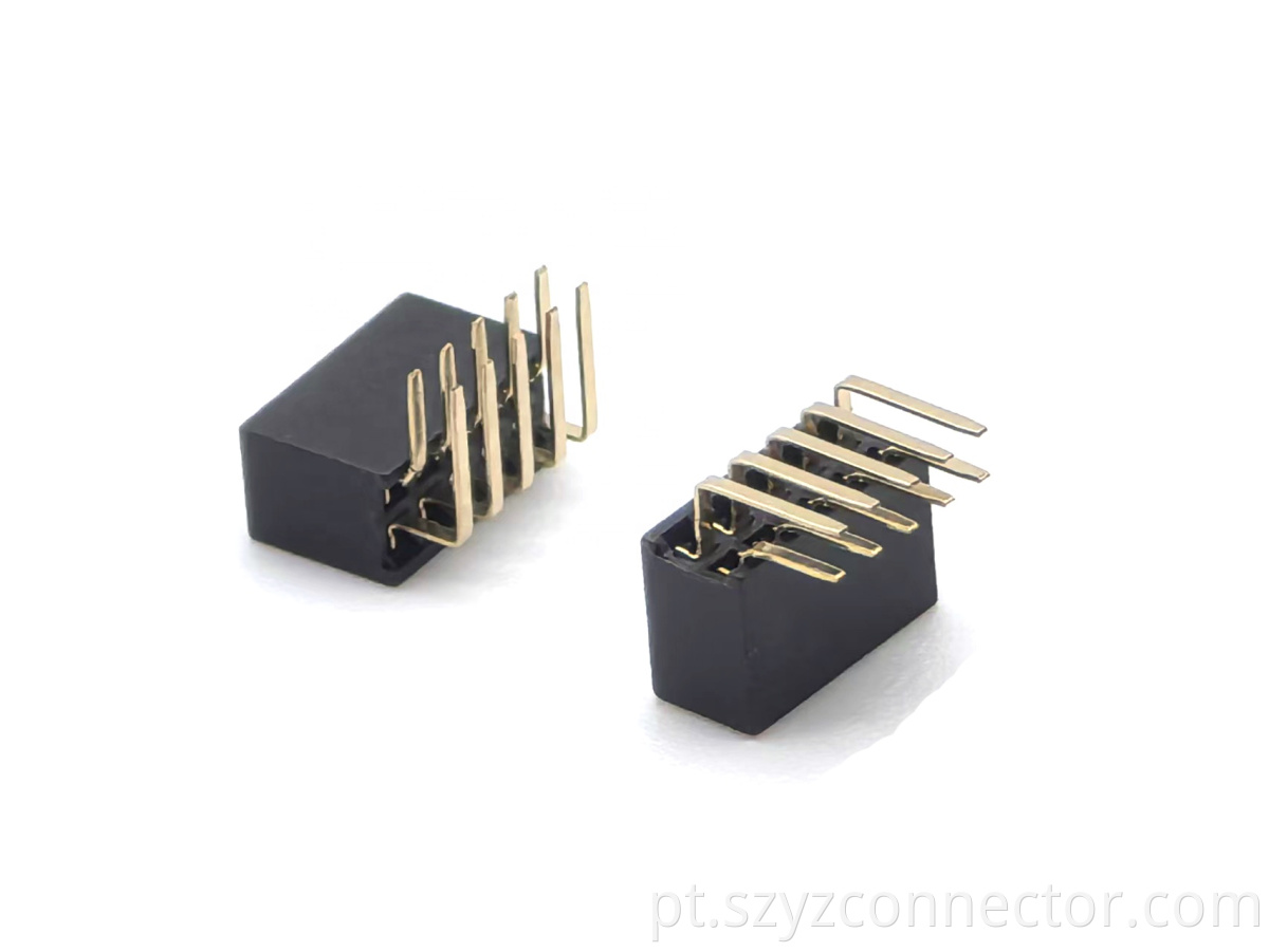 Conector fêmea de cabeçalho com passo de 1,27 mm, fileira dupla, ângulo reto, tipo U H4,3mm 2*5P 1.27mm Pitch Female Header Connector Dual Row Right Angle U-Type H4.3mm 2*5P